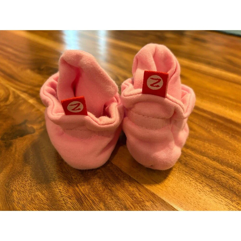 Zutano Cotton Gripper Booties, Pink, Size 12M